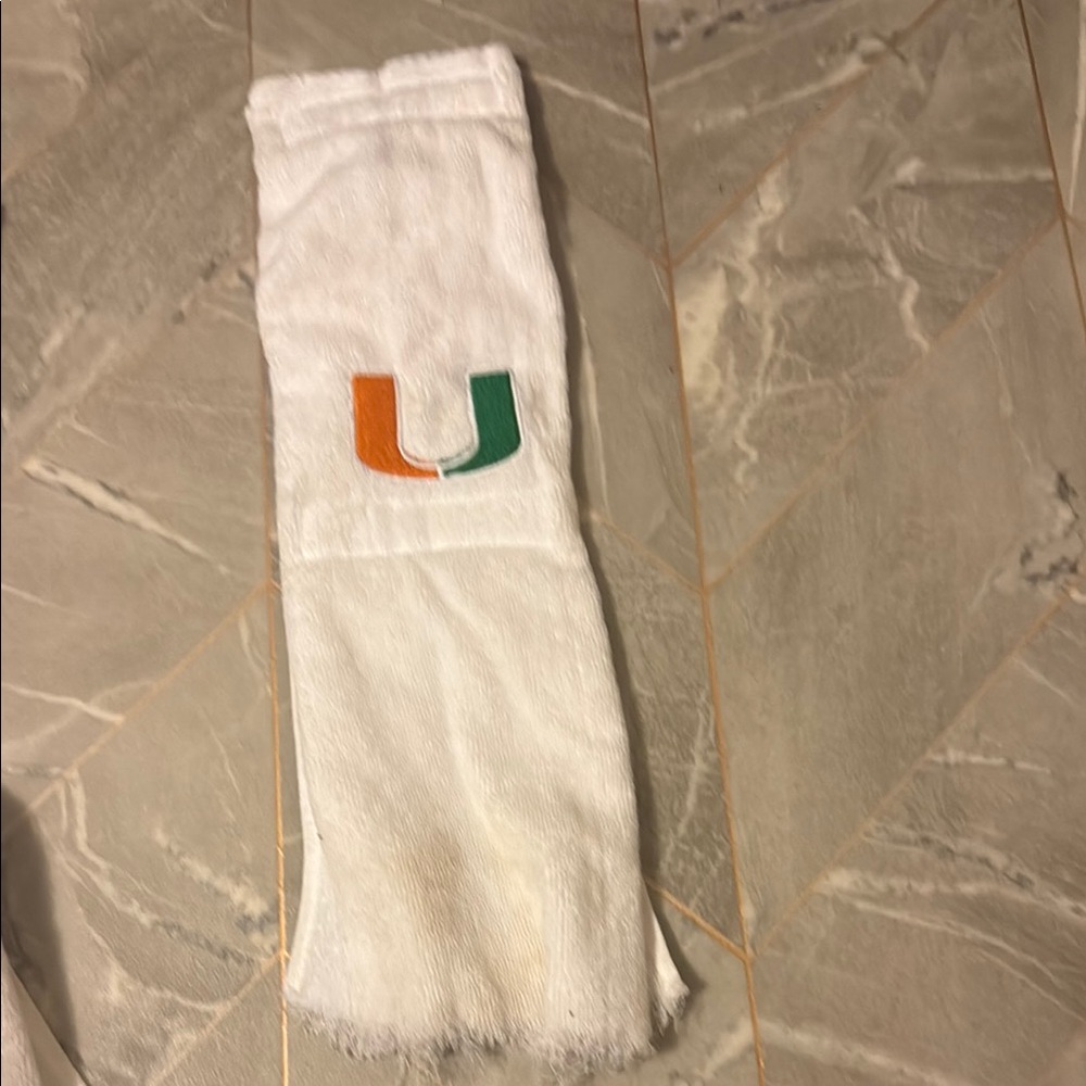 White Towel with Orange and Green Logo